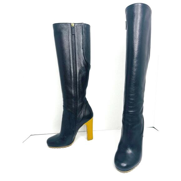 Gucci Black Leather Edith Tall Knee High Boots Size 36 Block Heel Platform Boot - Picture 2 of 13